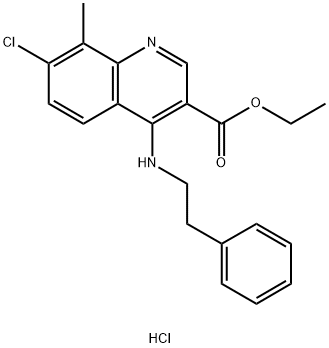 ethyl 7-chloro-8-methyl-4-(2-phenylethylamino)quinoline-3-carboxylate hydrochloride Structural
