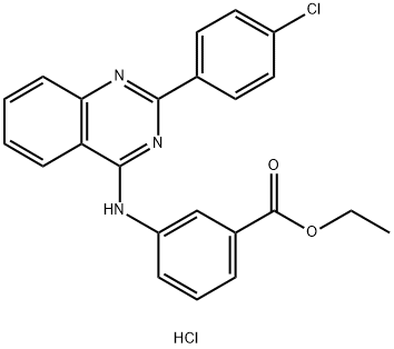 ethyl 3-[[2-(4-chlorophenyl)quinazolin-4-yl]amino]benzoate hydrochloride Structural