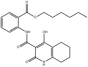 hexyl 2-[(4-hydroxy-2-oxo-5,6,7,8-tetrahydro-1H-quinoline-3-carbonyl)amino]benzoate Structural