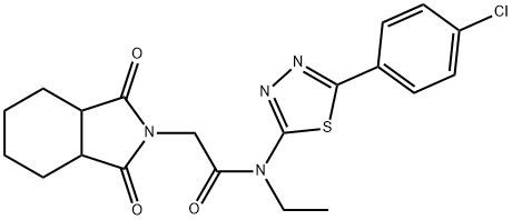 N-[5-(4-chlorophenyl)-1,3,4-thiadiazol-2-yl]-2-(1,3-dioxo-3a,4,5,6,7,7a-hexahydroisoindol-2-yl)-N-ethylacetamide Structural