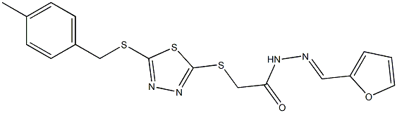 N-[(E)-furan-2-ylmethylideneamino]-2-[[5-[(4-methylphenyl)methylsulfanyl]-1,3,4-thiadiazol-2-yl]sulfanyl]acetamide Structural