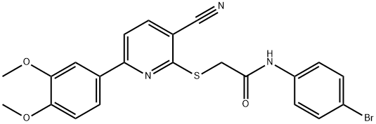 N-(4-bromophenyl)-2-[3-cyano-6-(3,4-dimethoxyphenyl)pyridin-2-yl]sulfanylacetamide Structural