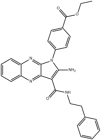 ethyl 4-[2-amino-3-(2-phenylethylcarbamoyl)pyrrolo[3,2-b]quinoxalin-1-yl]benzoate Structural