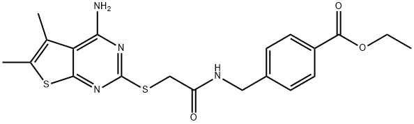 ethyl 4-[[[2-(4-amino-5,6-dimethylthieno[2,3-d]pyrimidin-2-yl)sulfanylacetyl]amino]methyl]benzoate Structural
