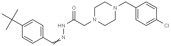 N-[(E)-(4-tert-butylphenyl)methylideneamino]-2-[4-[(4-chlorophenyl)methyl]piperazin-1-yl]acetamide Structural