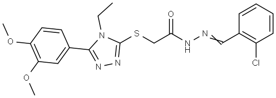 N-[(E)-(2-chlorophenyl)methylideneamino]-2-[[5-(3,4-dimethoxyphenyl)-4-ethyl-1,2,4-triazol-3-yl]sulfanyl]acetamide Structural