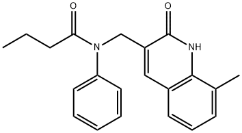 N-[(8-methyl-2-oxo-1H-quinolin-3-yl)methyl]-N-phenylbutanamide Structural