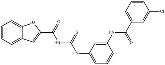 N-[[3-[(3-chlorobenzoyl)amino]phenyl]carbamothioyl]-1-benzofuran-2-carboxamide Structural
