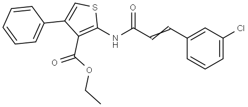 ethyl 2-[[(E)-3-(3-chlorophenyl)prop-2-enoyl]amino]-4-phenylthiophene-3-carboxylate Structural