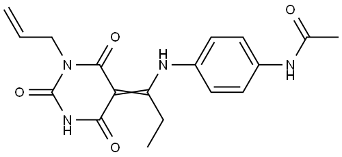 N-[4-[[(1E)-1-(2,4,6-trioxo-1-prop-2-enyl-1,3-diazinan-5-ylidene)propyl]amino]phenyl]acetamide Structural