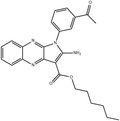 hexyl 1-(3-acetylphenyl)-2-aminopyrrolo[3,2-b]quinoxaline-3-carboxylate Structural
