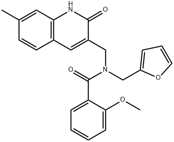 N-(furan-2-ylmethyl)-2-methoxy-N-[(7-methyl-2-oxo-1H-quinolin-3-yl)methyl]benzamide Structural