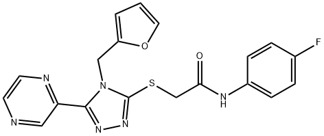 N-(4-fluorophenyl)-2-[[4-(furan-2-ylmethyl)-5-pyrazin-2-yl-1,2,4-triazol-3-yl]sulfanyl]acetamide Structural