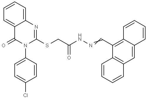 N-[(E)-anthracen-9-ylmethylideneamino]-2-[3-(4-chlorophenyl)-4-oxoquinazolin-2-yl]sulfanylacetamide Structural