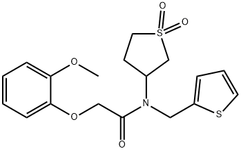 N-(1,1-dioxothiolan-3-yl)-2-(2-methoxyphenoxy)-N-(thiophen-2-ylmethyl)acetamide Structural