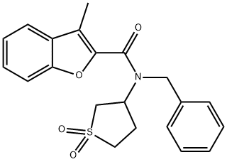 N-benzyl-N-(1,1-dioxothiolan-3-yl)-3-methyl-1-benzofuran-2-carboxamide Structural