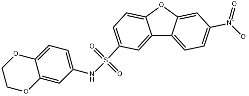 N-(2,3-dihydro-1,4-benzodioxin-6-yl)-7-nitrodibenzofuran-2-sulfonamide Structural
