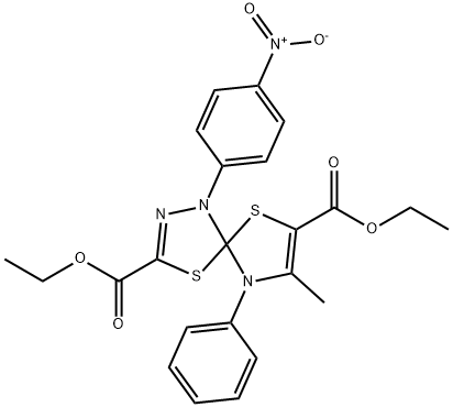 diethyl 8-methyl-4-(4-nitrophenyl)-9-phenyl-1,6-dithia-3,4,9-triazaspiro[4.4]nona-2,7-diene-2,7-dicarboxylate Structural
