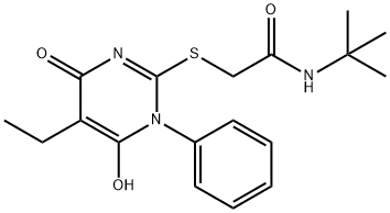 N-tert-butyl-2-(5-ethyl-6-hydroxy-4-oxo-1-phenylpyrimidin-2-yl)sulfanylacetamide Structural