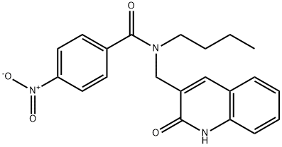 N-butyl-4-nitro-N-[(2-oxo-1H-quinolin-3-yl)methyl]benzamide Structural