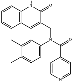 N-(3,4-dimethylphenyl)-N-[(2-oxo-1H-quinolin-3-yl)methyl]pyridine-4-carboxamide Structural