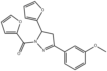 furan-2-yl-[3-(furan-2-yl)-5-(3-methoxyphenyl)-3,4-dihydropyrazol-2-yl]methanone Structural