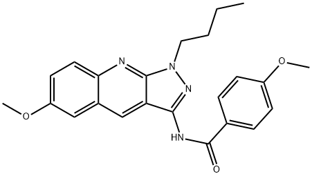 N-(1-butyl-6-methoxypyrazolo[3,4-b]quinolin-3-yl)-4-methoxybenzamide Structural