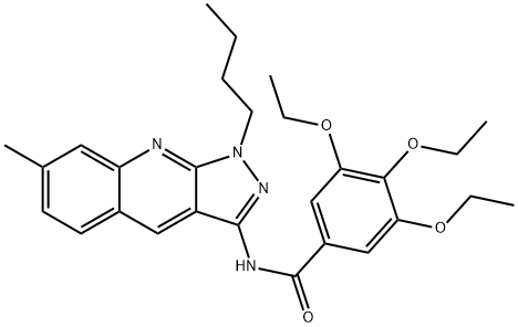 N-(1-butyl-7-methylpyrazolo[3,4-b]quinolin-3-yl)-3,4,5-triethoxybenzamide Structural