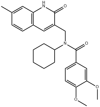 N-cyclohexyl-3,4-dimethoxy-N-[(7-methyl-2-oxo-1H-quinolin-3-yl)methyl]benzamide Structural