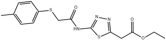 ethyl 2-[5-[[2-(4-methylphenyl)sulfanylacetyl]amino]-1,3,4-thiadiazol-2-yl]acetate Structural