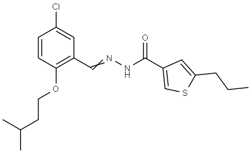 N-[(E)-[5-chloro-2-(3-methylbutoxy)phenyl]methylideneamino]-5-propylthiophene-3-carboxamide Structural