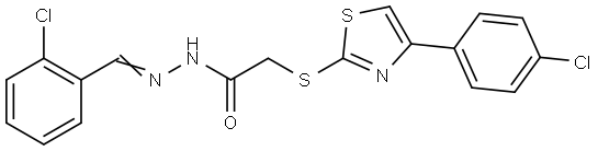N-[(E)-(2-chlorophenyl)methylideneamino]-2-[[4-(4-chlorophenyl)-1,3-thiazol-2-yl]sulfanyl]acetamide Structural
