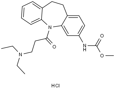 diethyl-[3-[2-(methoxycarbonylamino)-5,6-dihydrobenzo[b][1]benzazepin-11-yl]-3-oxopropyl]azanium chloride Structural