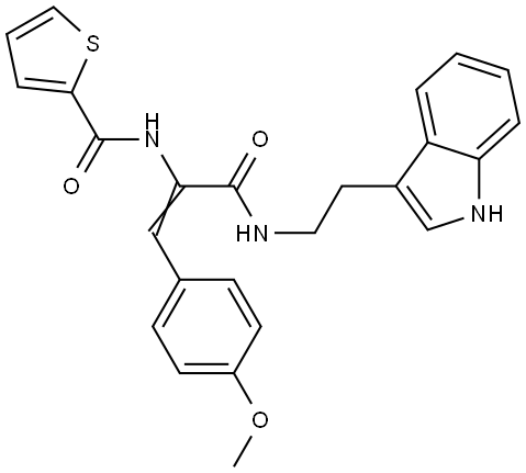 N-[(E)-3-[2-(1H-indol-3-yl)ethylamino]-1-(4-methoxyphenyl)-3-oxoprop-1-en-2-yl]thiophene-2-carboxamide Structural