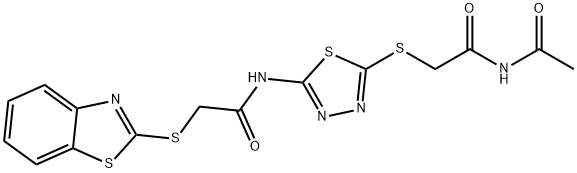 N-[5-(2-acetamido-2-oxoethyl)sulfanyl-1,3,4-thiadiazol-2-yl]-2-(1,3-benzothiazol-2-ylsulfanyl)acetamide Structural