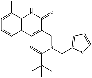 N-(furan-2-ylmethyl)-2,2-dimethyl-N-[(8-methyl-2-oxo-1H-quinolin-3-yl)methyl]propanamide Structural