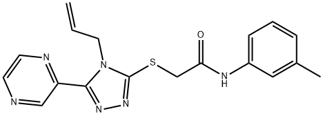 N-(3-methylphenyl)-2-[(4-prop-2-enyl-5-pyrazin-2-yl-1,2,4-triazol-3-yl)sulfanyl]acetamide Structural