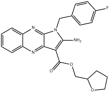 oxolan-2-ylmethyl 2-amino-1-[(4-fluorophenyl)methyl]pyrrolo[3,2-b]quinoxaline-3-carboxylate Structural