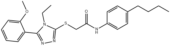 N-(4-butylphenyl)-2-[[4-ethyl-5-(2-methoxyphenyl)-1,2,4-triazol-3-yl]sulfanyl]acetamide Structural