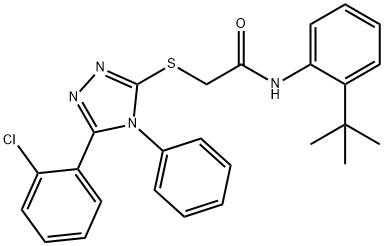 N-(2-tert-butylphenyl)-2-[[5-(2-chlorophenyl)-4-phenyl-1,2,4-triazol-3-yl]sulfanyl]acetamide Structural