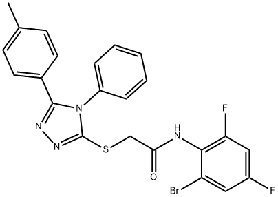 N-(2-bromo-4,6-difluorophenyl)-2-[[5-(4-methylphenyl)-4-phenyl-1,2,4-triazol-3-yl]sulfanyl]acetamide Structural