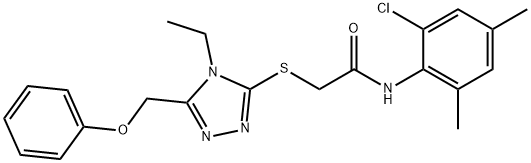 N-(2-chloro-4,6-dimethylphenyl)-2-[[4-ethyl-5-(phenoxymethyl)-1,2,4-triazol-3-yl]sulfanyl]acetamide Structural