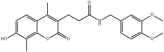 N-[(3,4-dimethoxyphenyl)methyl]-3-(7-hydroxy-4,8-dimethyl-2-oxochromen-3-yl)propanamide Structural