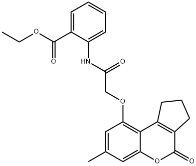ethyl 2-[[2-[(7-methyl-4-oxo-2,3-dihydro-1H-cyclopenta[c]chromen-9-yl)oxy]acetyl]amino]benzoate Structural