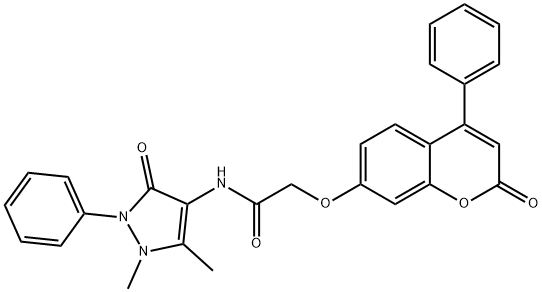 N-(1,5-dimethyl-3-oxo-2-phenylpyrazol-4-yl)-2-(2-oxo-4-phenylchromen-7-yl)oxyacetamide Structural