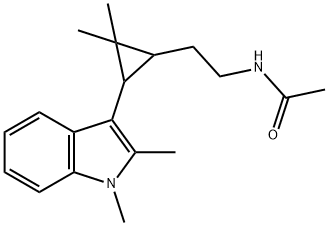 N-[2-[3-(1,2-dimethylindol-3-yl)-2,2-dimethylcyclopropyl]ethyl]acetamide Structural
