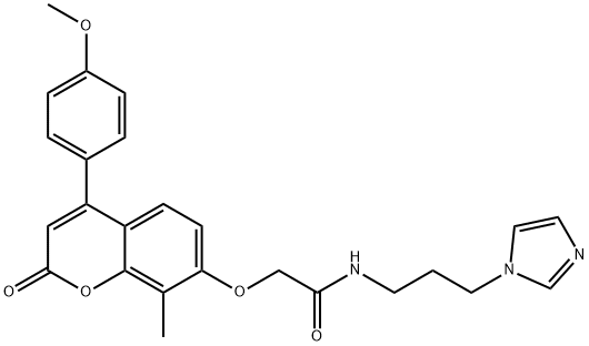 N-(3-imidazol-1-ylpropyl)-2-[4-(4-methoxyphenyl)-8-methyl-2-oxochromen-7-yl]oxyacetamide Structural