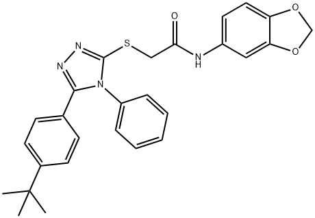 N-(1,3-benzodioxol-5-yl)-2-[[5-(4-tert-butylphenyl)-4-phenyl-1,2,4-triazol-3-yl]sulfanyl]acetamide Structural