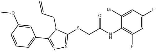 N-(2-bromo-4,6-difluorophenyl)-2-[[5-(3-methoxyphenyl)-4-prop-2-enyl-1,2,4-triazol-3-yl]sulfanyl]acetamide Structural