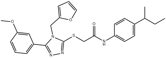 N-(4-butan-2-ylphenyl)-2-[[4-(furan-2-ylmethyl)-5-(3-methoxyphenyl)-1,2,4-triazol-3-yl]sulfanyl]acetamide Structural